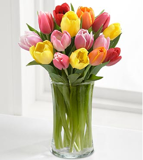 12 Mix Tulips Vase - Send Flowers Japan Online
