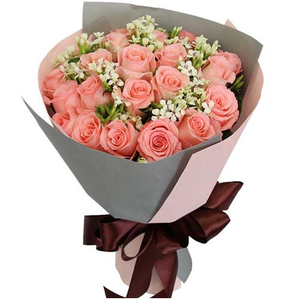 24 Peach Roses Bouquet | Flower Delivery Japan Tokyo