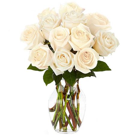 Order Flowers Online Japan | 12 White Roses Vase